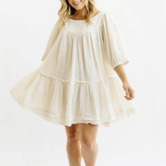 Free People Dresses & Skirts - Free People Womens Tunic Top Mystery Land Shirt Dress Off White Beige